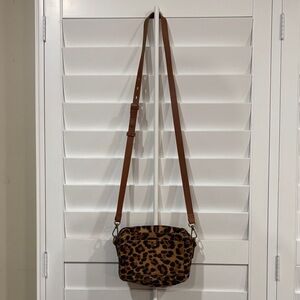 Madewell Leopard Print Crossbody Bag with Tan Strap